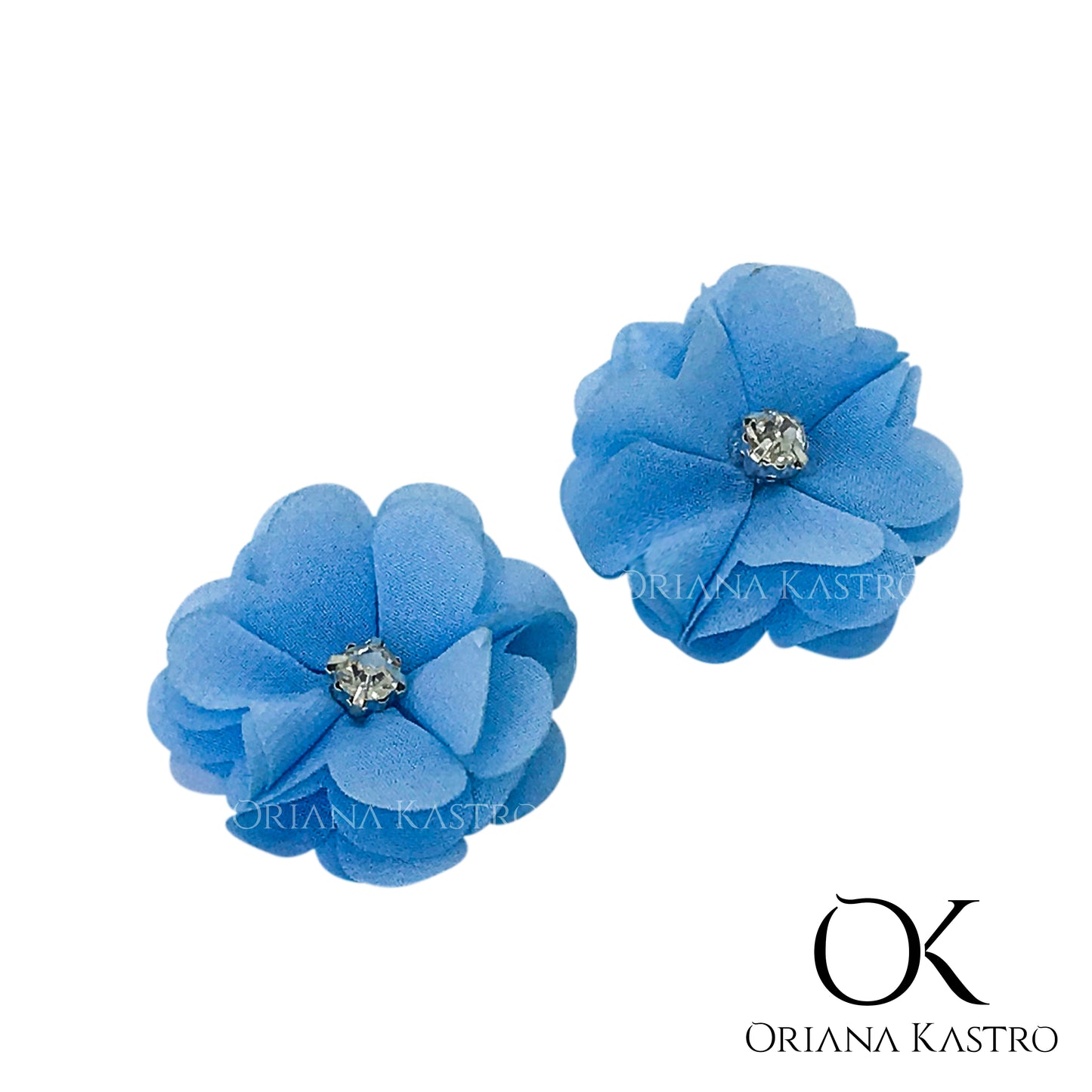 Fabric and chiffon flowers for earrings. Rosaura